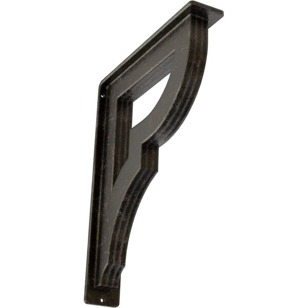 Ekena Millwork Bradford Wrought Iron Bracket, (Triple center brace), Antiqued Warm Silver 2"W x 10"D x 12"H BKTM02X10X12TBRAWS - main